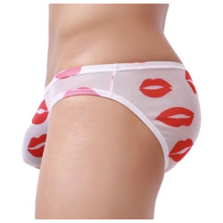 MenSexyWear Slip sexy Kiss Lips Blanc